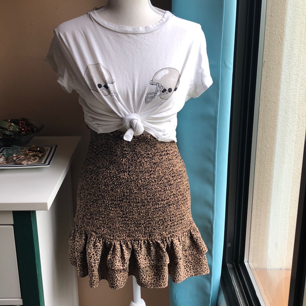 A Love Like You Animal Smocked Ruffle Mini Skirt